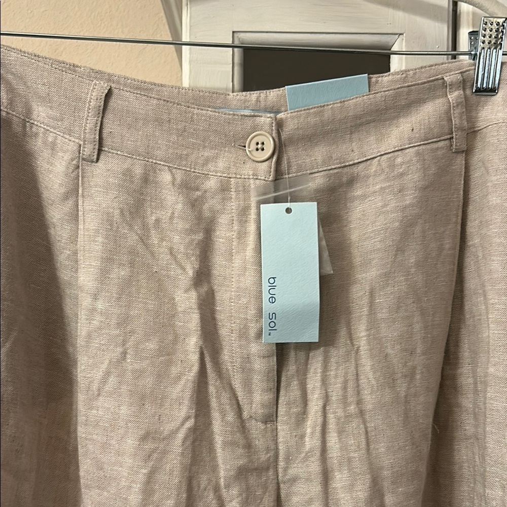 Blue Sol Linen oatmeal Shorts size 14 - Picture 6 of 6